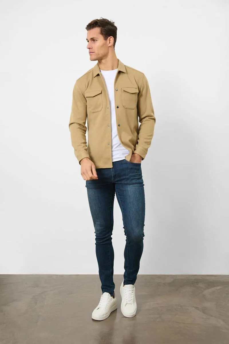 Heavy Twill Jersey Overshirt in Mink