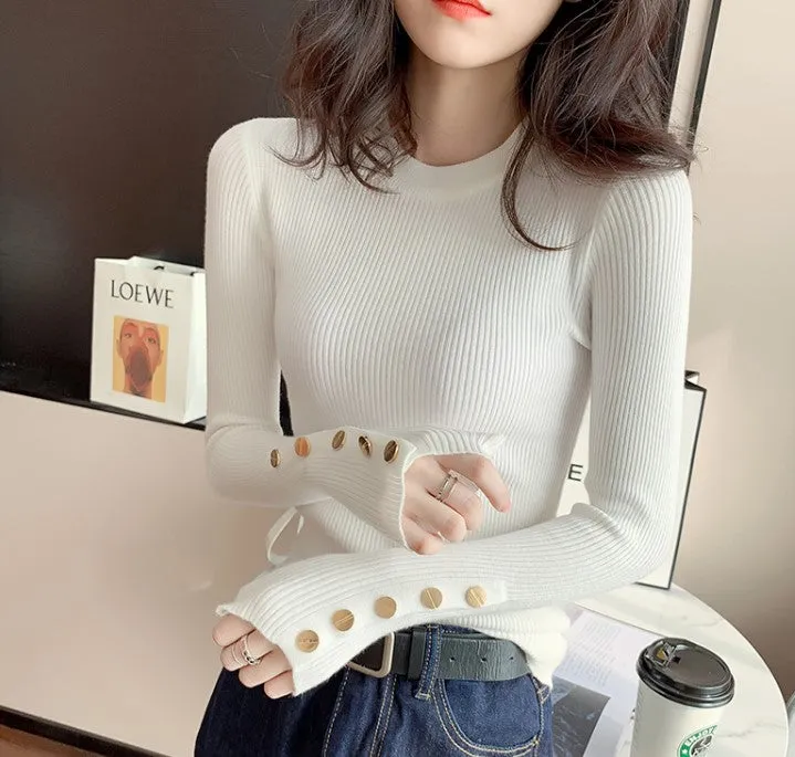 High Neck White Knit Top