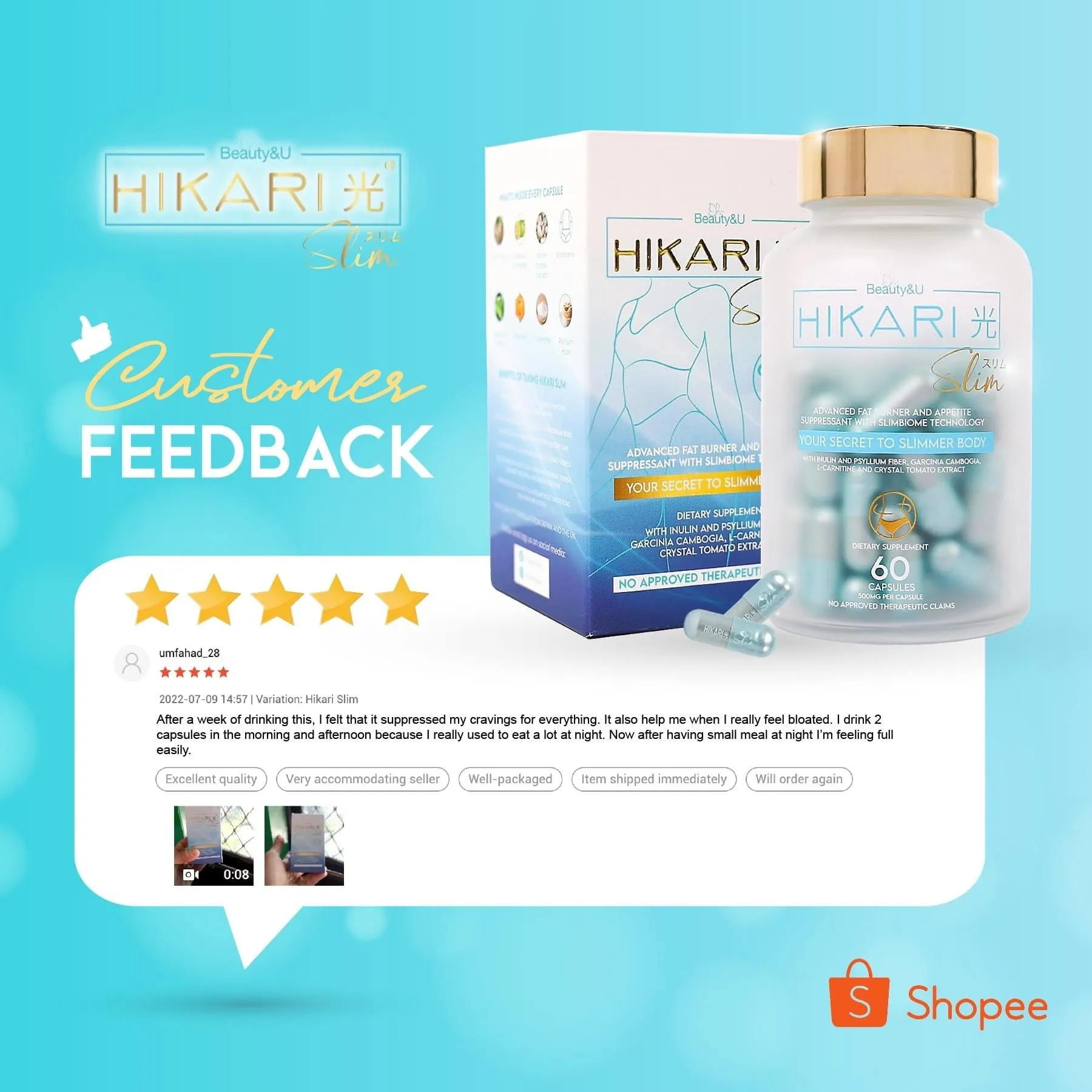 Hikari Slim Advanced Fat Burning and Appetite Suppressant with Slimbiome Technology 60caps by Beauty&U