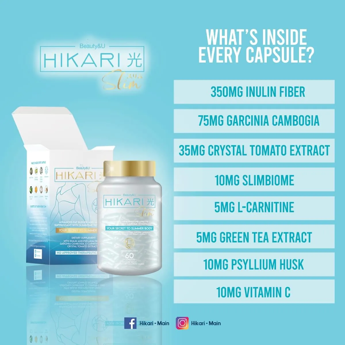 Hikari Slim Advanced Fat Burning and Appetite Suppressant with Slimbiome Technology 60caps by Beauty&U