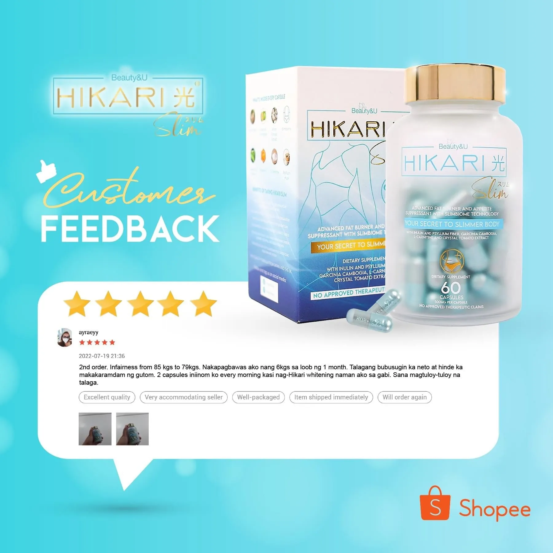 Hikari Slim Advanced Fat Burning and Appetite Suppressant with Slimbiome Technology 60caps by Beauty&U