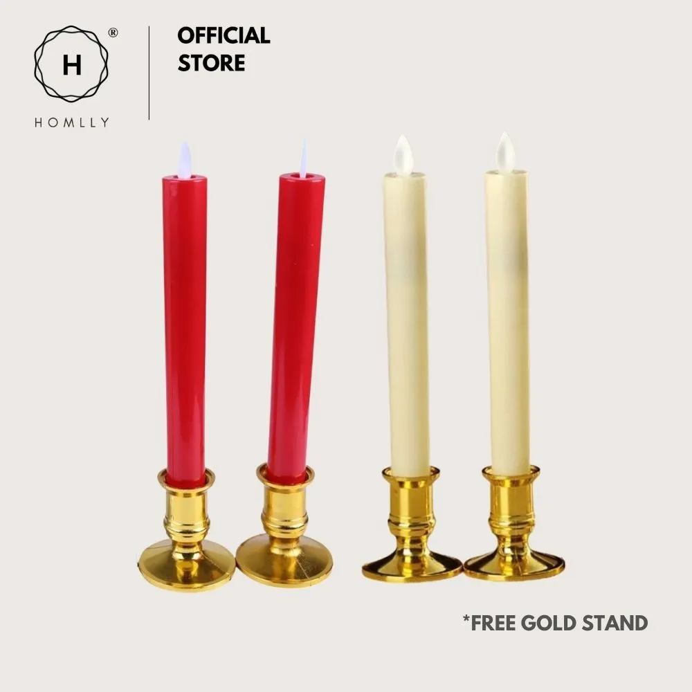 Homlly 3D LED Flickering Flame Slim Tall Candles (22cm)