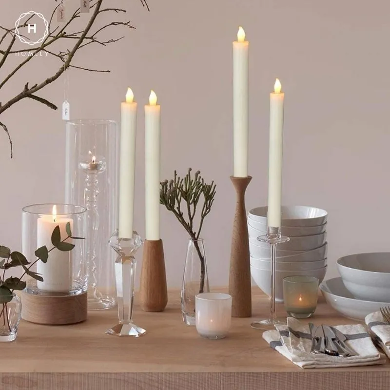 Homlly 3D LED Flickering Flame Slim Tall Candles (22cm)