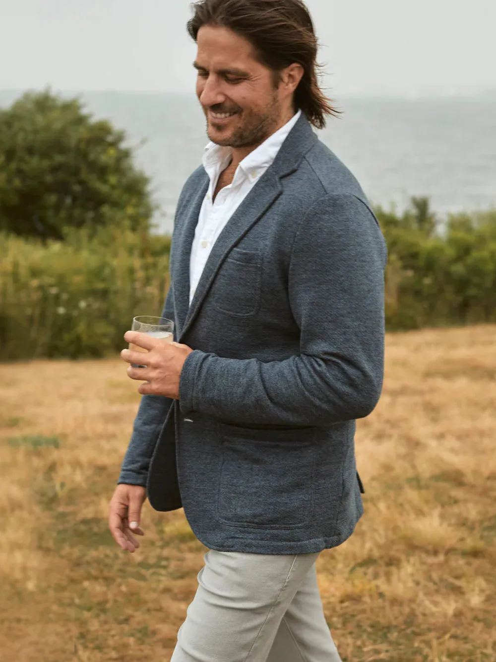 Inlet Knit Blazer - Deep Navy Melange