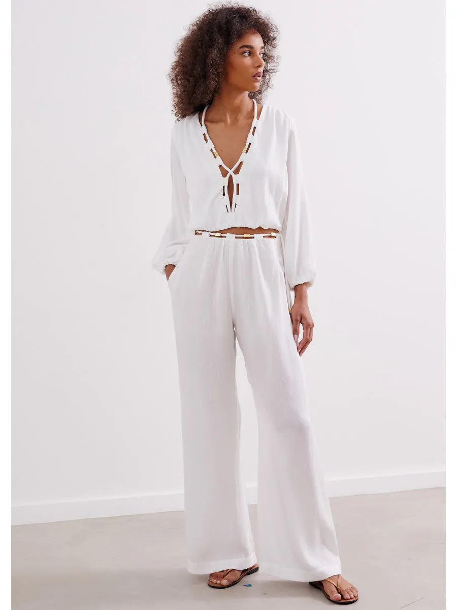 Ino Long Sleeve Blouse in Off White