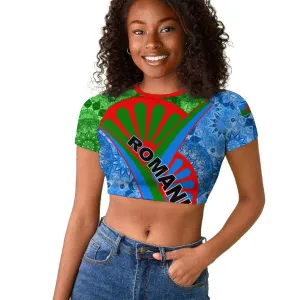 International Romani Day 2024 Raglan Cropped T shirt Gypsy Pattern Tribal LT01