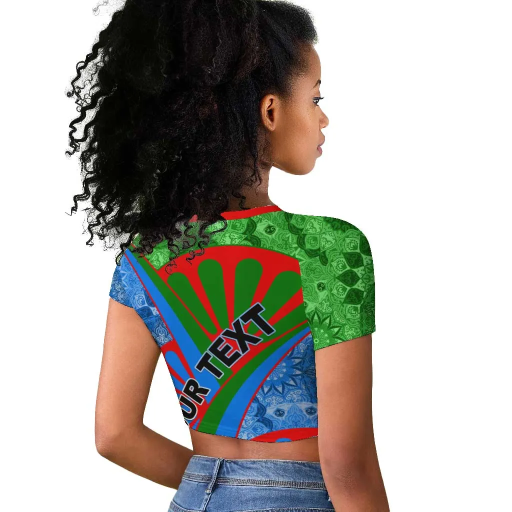 International Romani Day 2024 Raglan Cropped T shirt Gypsy Pattern Tribal LT01