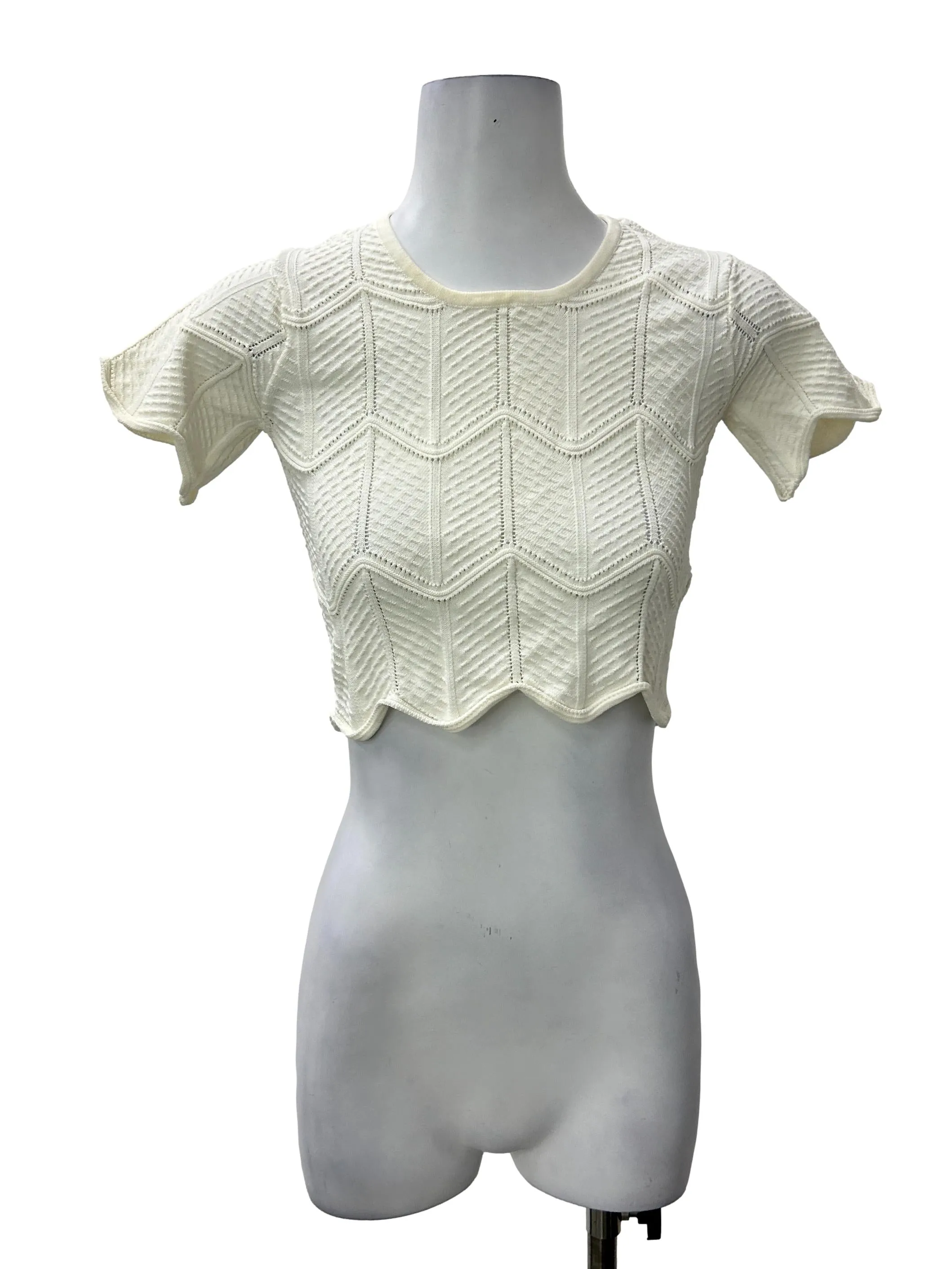 Ivory Scallop Knit Shirt