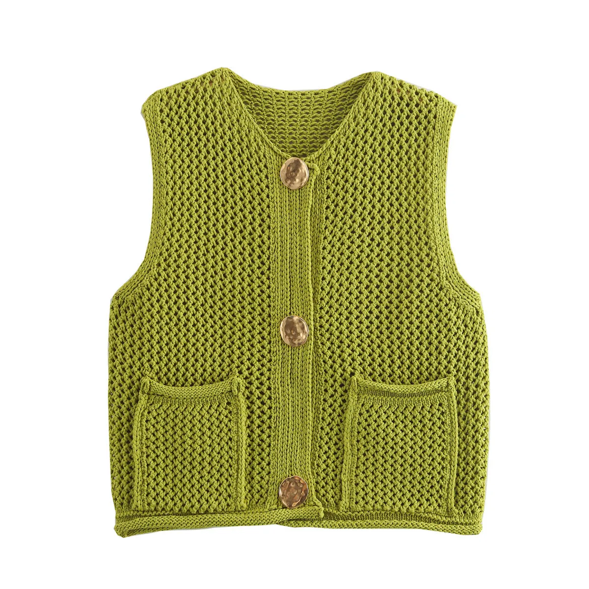 JazzHer Women Knitted Vest Fashion Cropped Sweaters Vests for Women Sleeveless Casual Female Chic Single Breasted Waistcoat Top Female