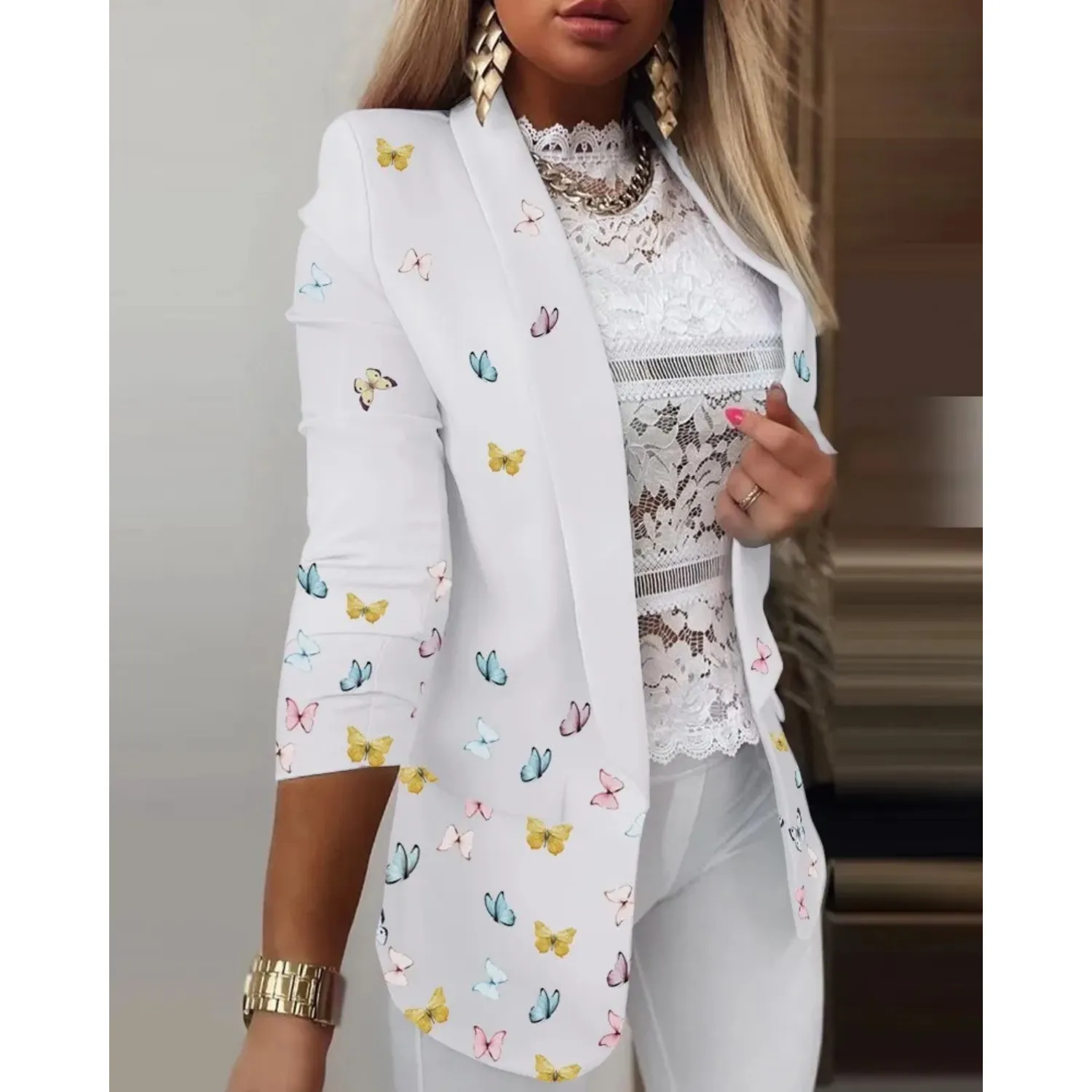 Jovey | Elegant Printed Shawl Collar Blazer