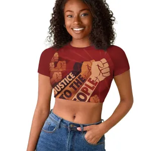 Justice To The People Africa Raglan Cropped T shirt Afro Raised Fist DT03