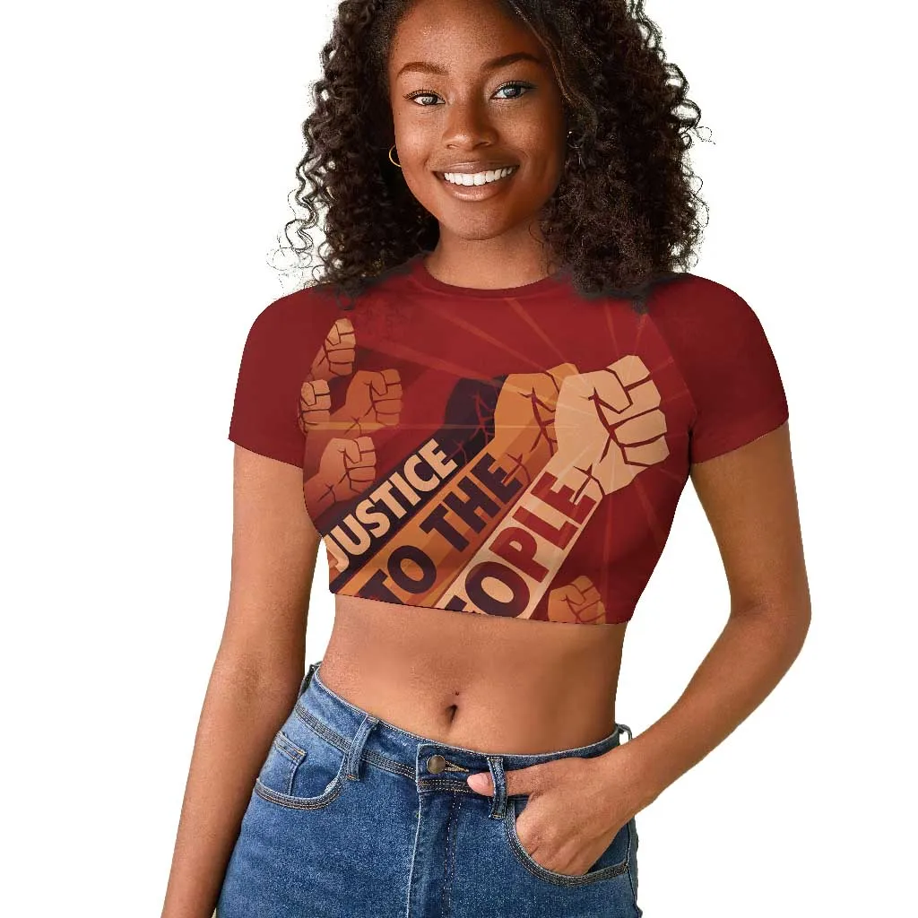 Justice To The People Africa Raglan Cropped T shirt Afro Raised Fist DT03