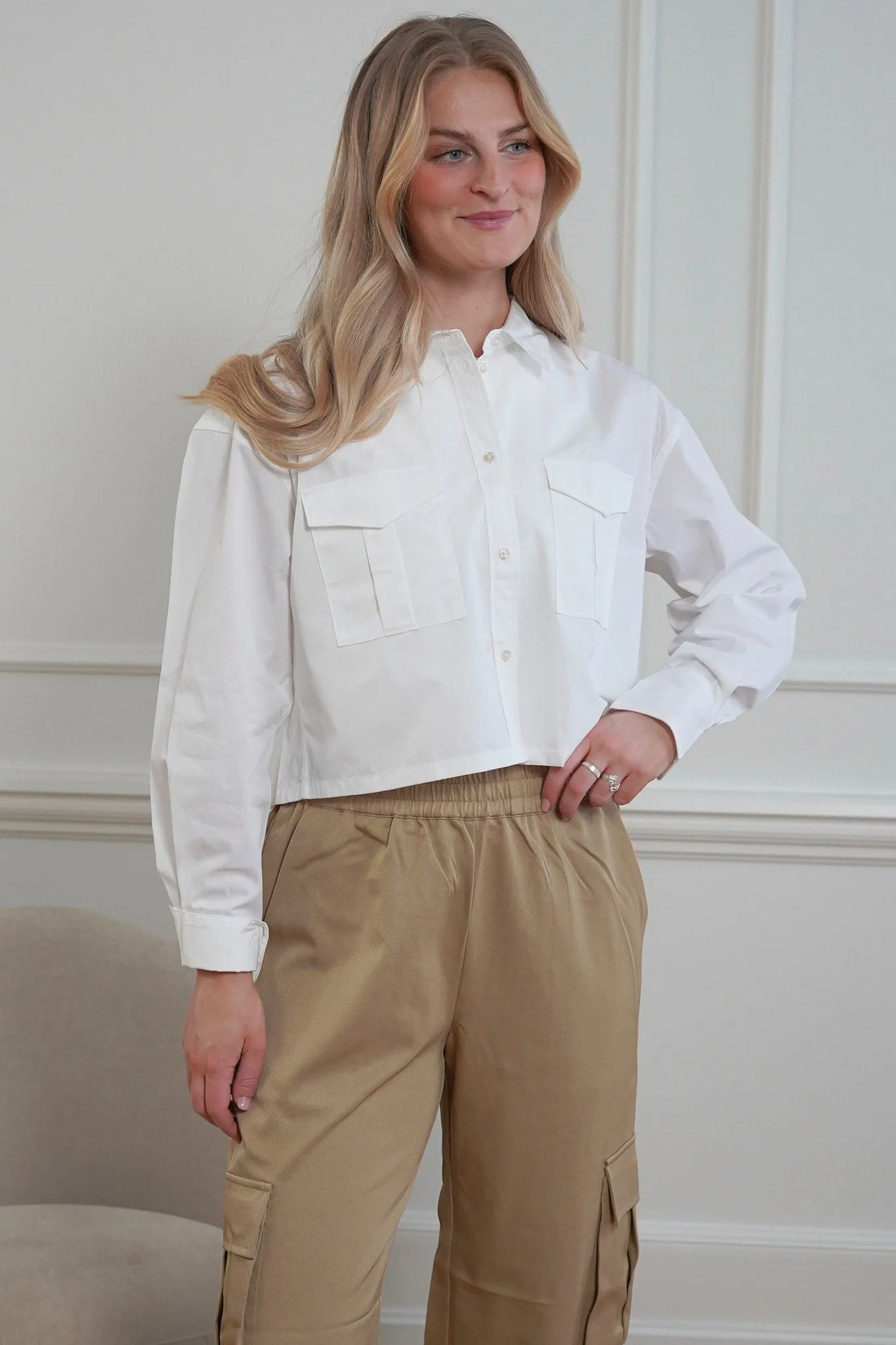 JXSolly Cropped Skjorte - Hvid