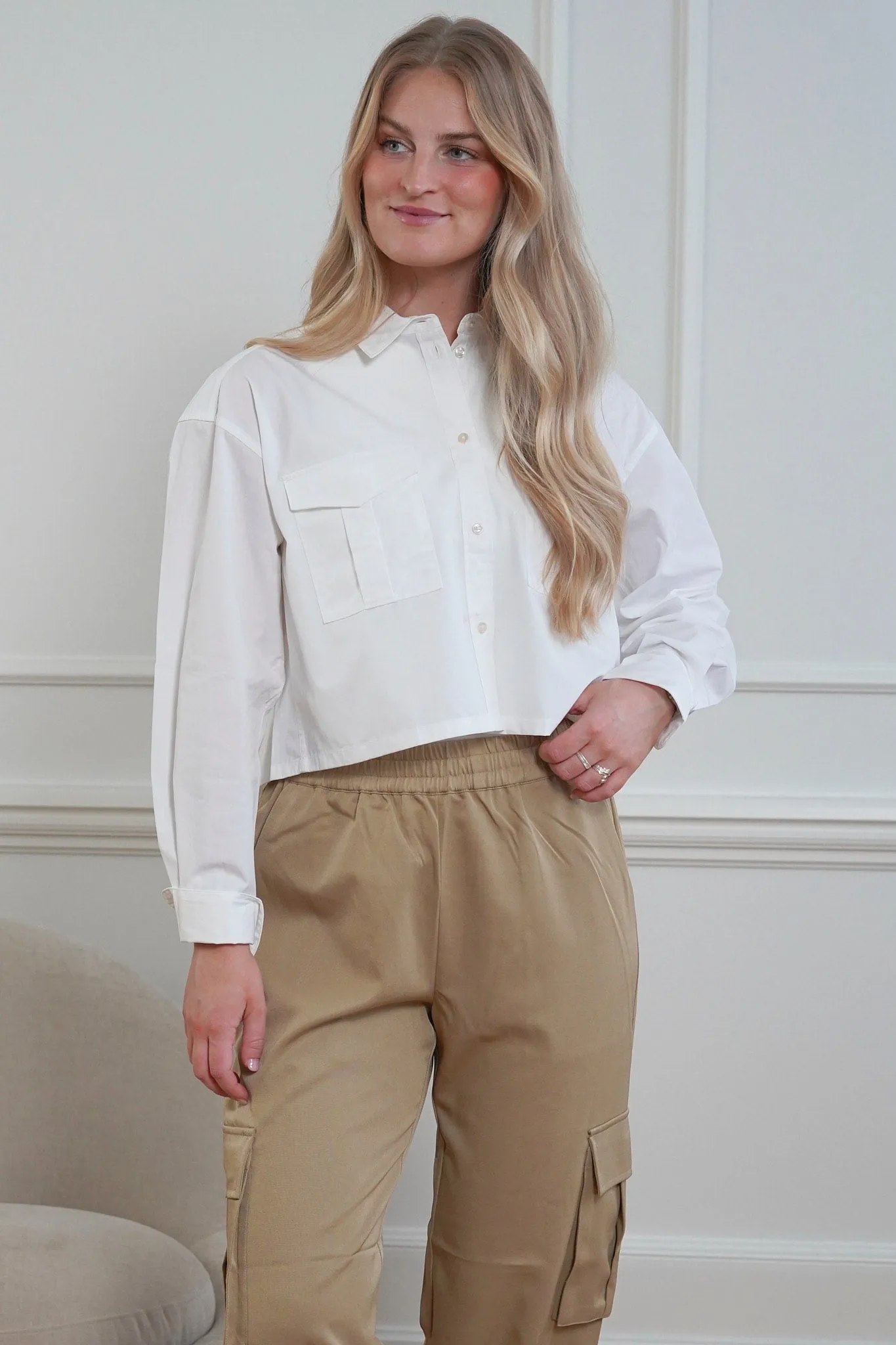JXSolly Cropped Skjorte - Hvid
