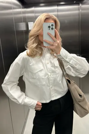 JXSolly Cropped Skjorte - Hvid