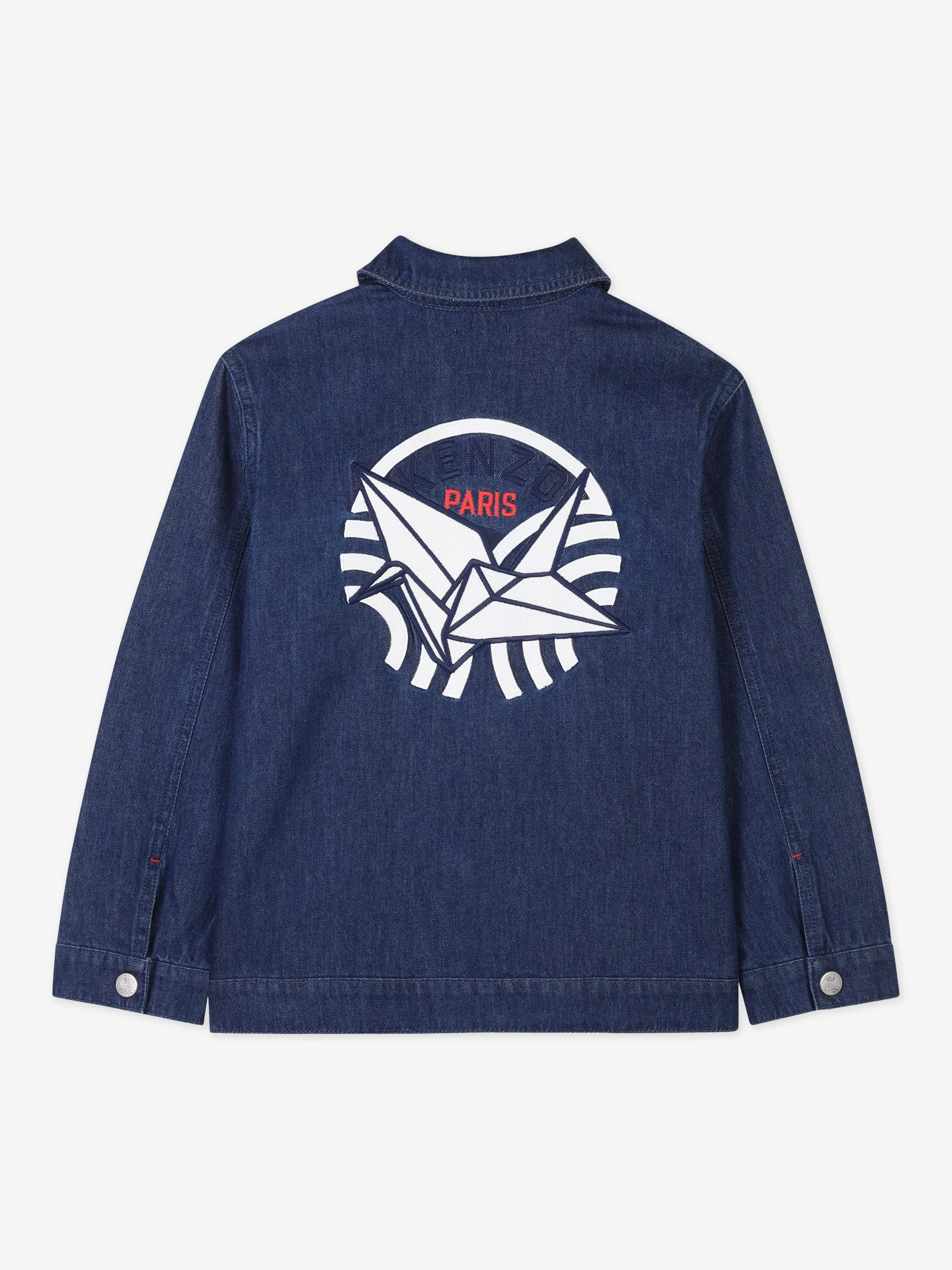 KENZO Boys Patch Pocket Denim Jacket in Blue