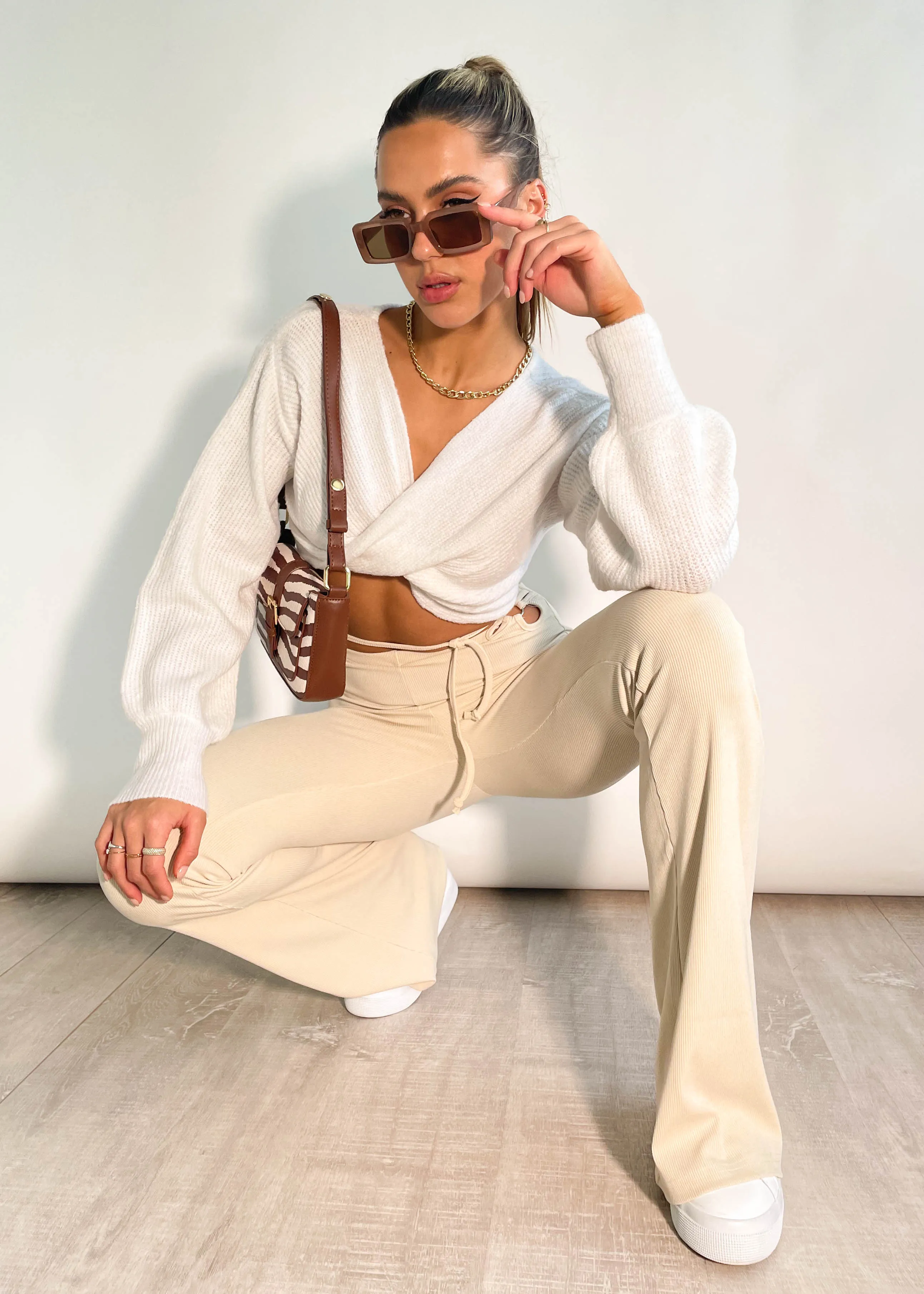 Kesor Cropped Sweater - White