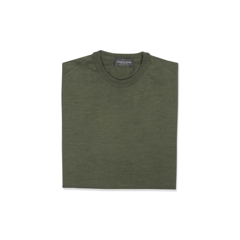 Knitted T-Shirt in Moss Merino Wool