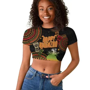 Kwanzaa Kinara Candles Raglan Cropped T shirt African Tribal Pattern LT05