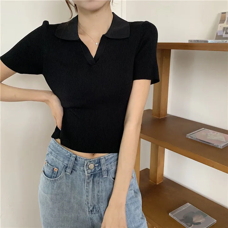 Lapel Collar Skinny Solid Slim Shirts