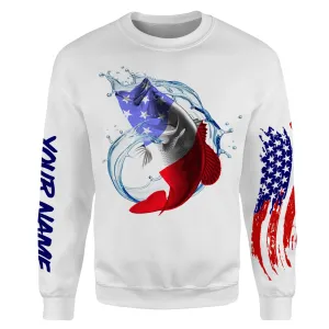 Largemouth bass fishing American flag patriotic Custom Fishing tournament Sweatshirt NPQ557