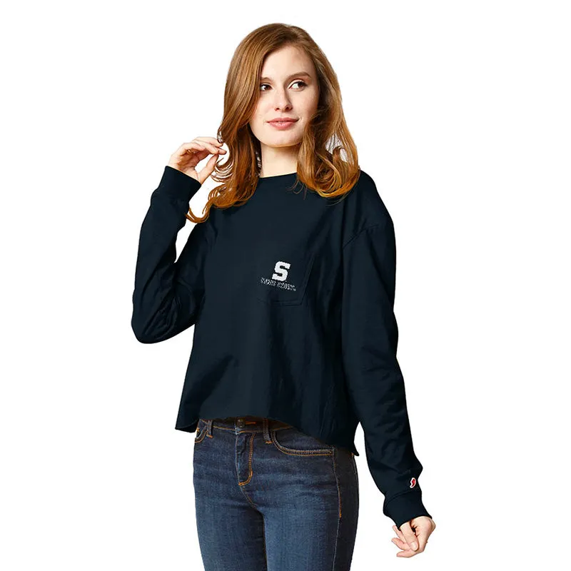 League Ladies Long Sleeve Cropped T-Shirt
