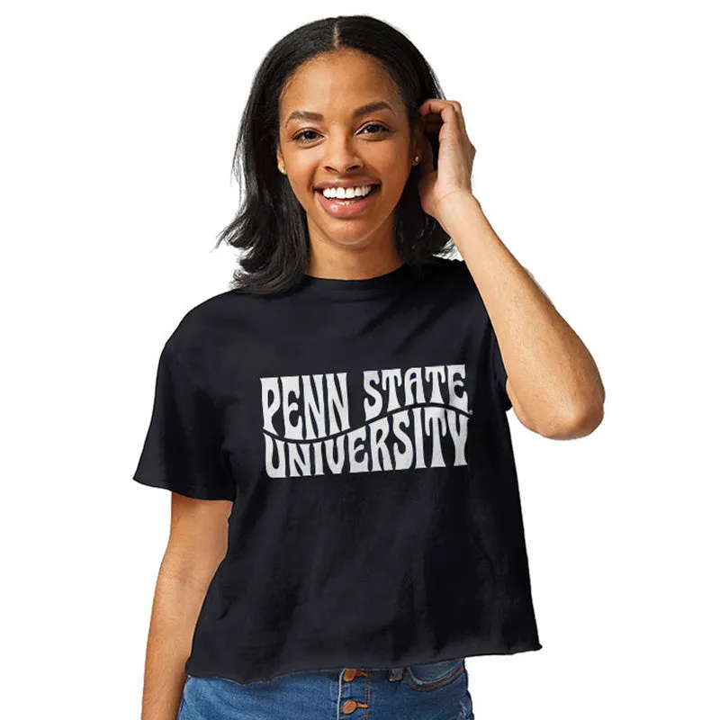 League Ladies PSU Wave Logo Cropped T-Shirt