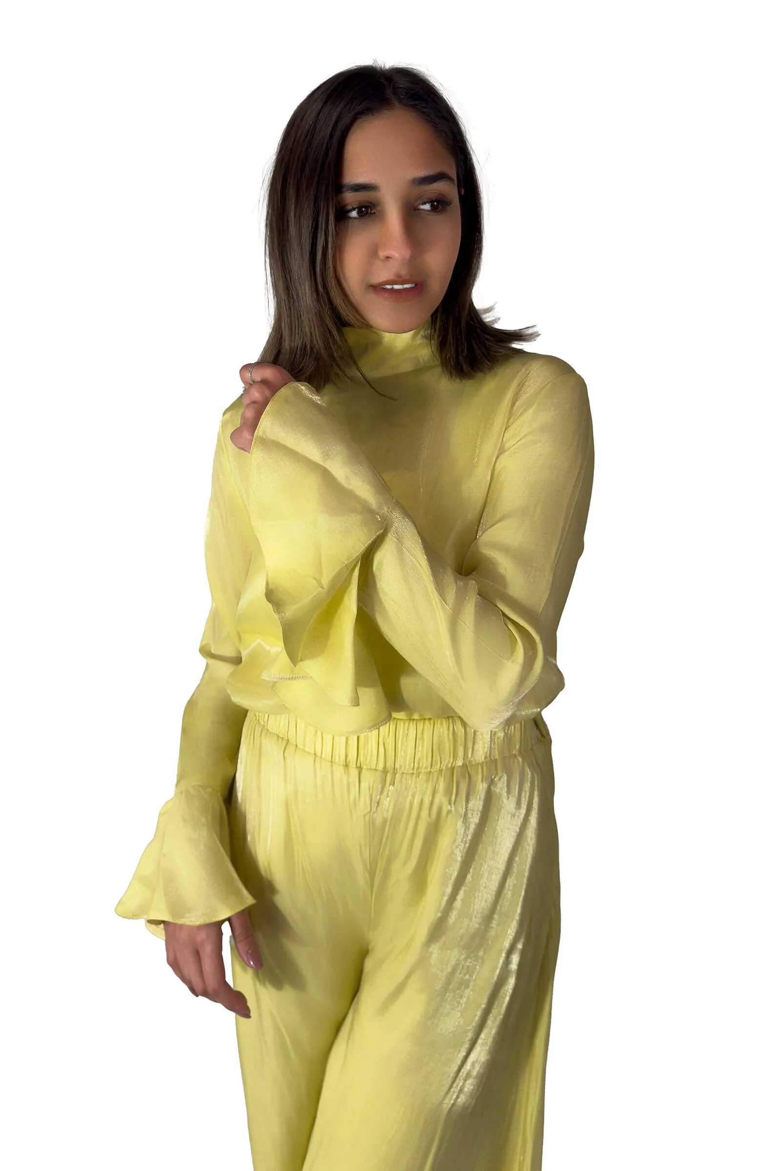 Lemon Glow Bell Sleeve Top