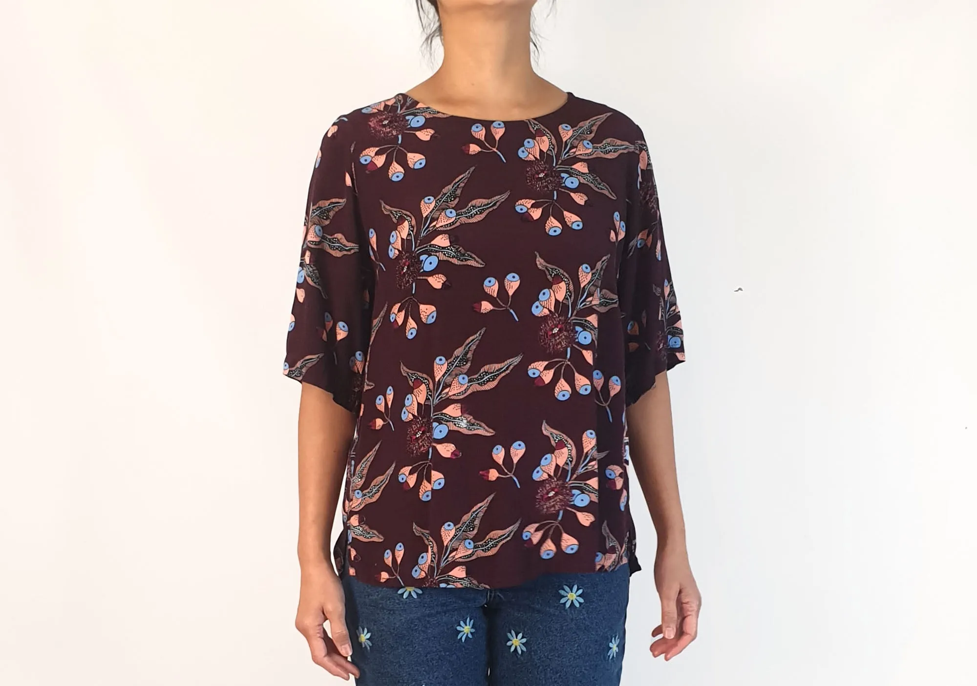 Leonard St red native Australian print top size 10