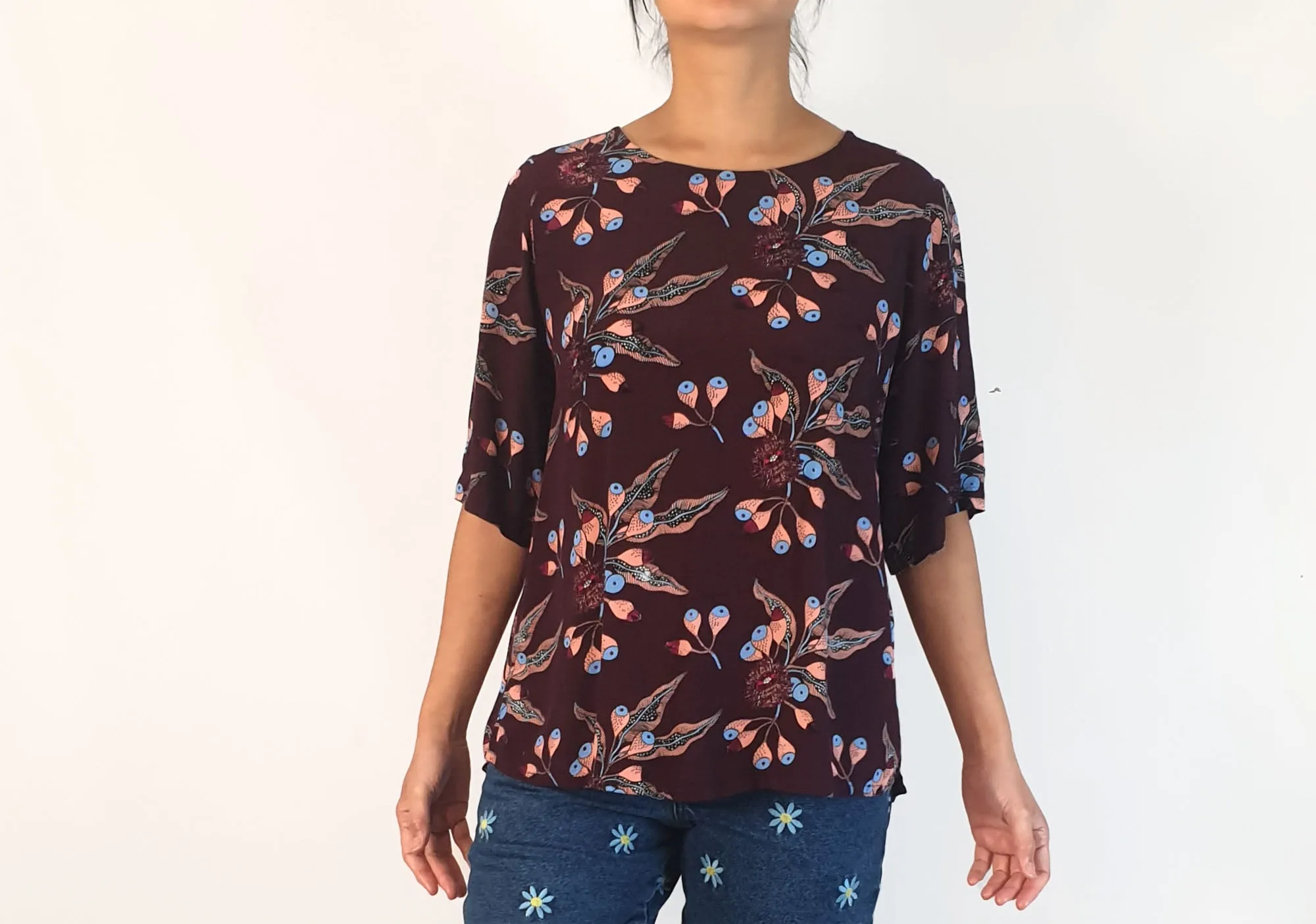 Leonard St red native Australian print top size 10