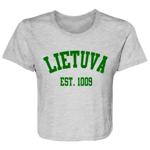 Lietuva Est. 1009 - Women's Bella Canvas Flowy Cropped Tee