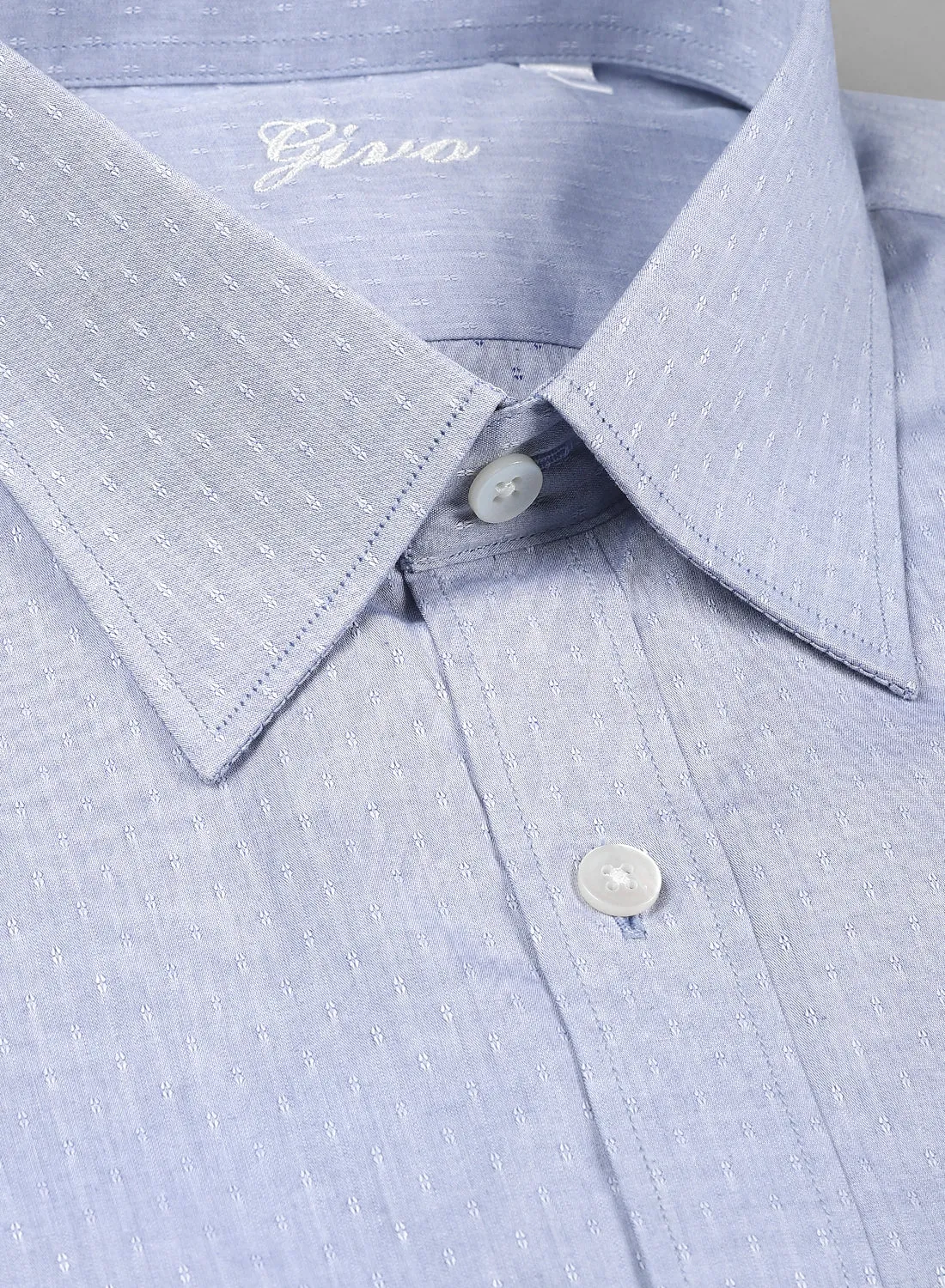 Light Blue Cotton Structured Formal Shirt