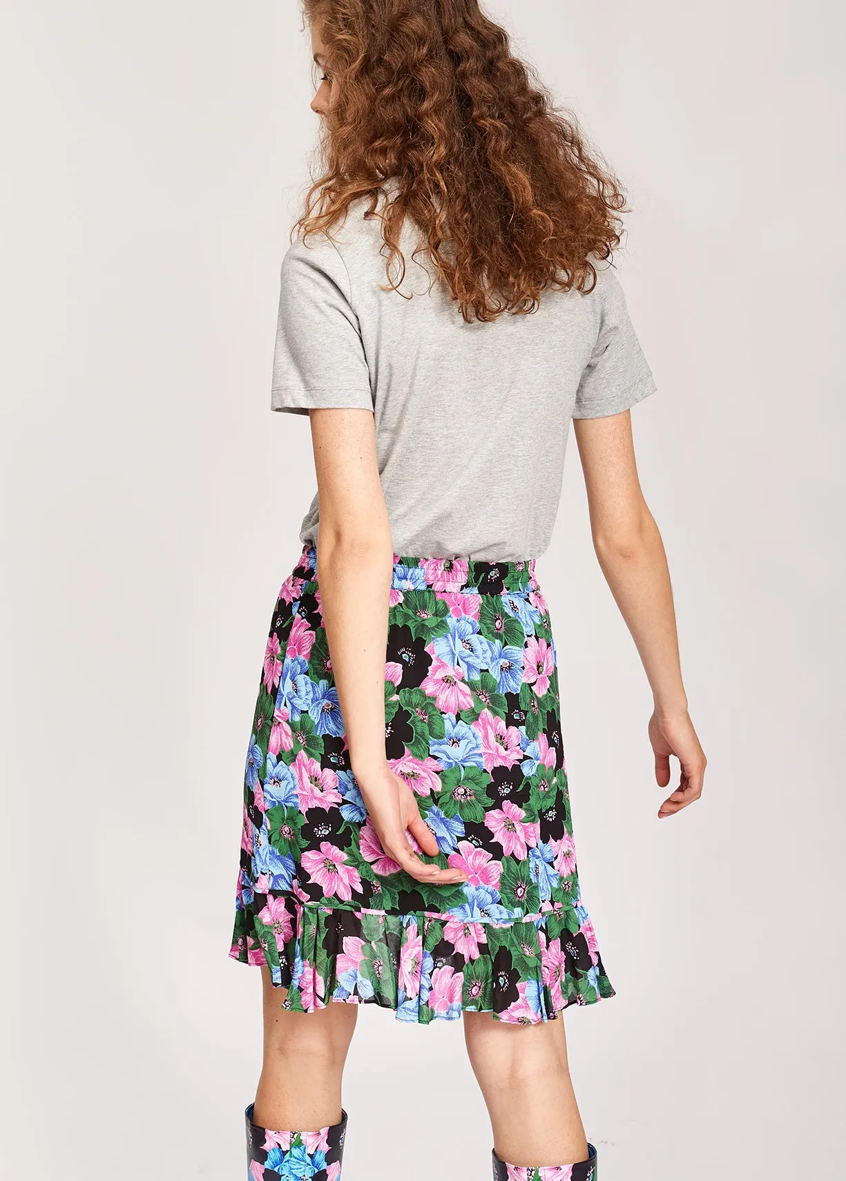 Light grey printed cotton T-shirt