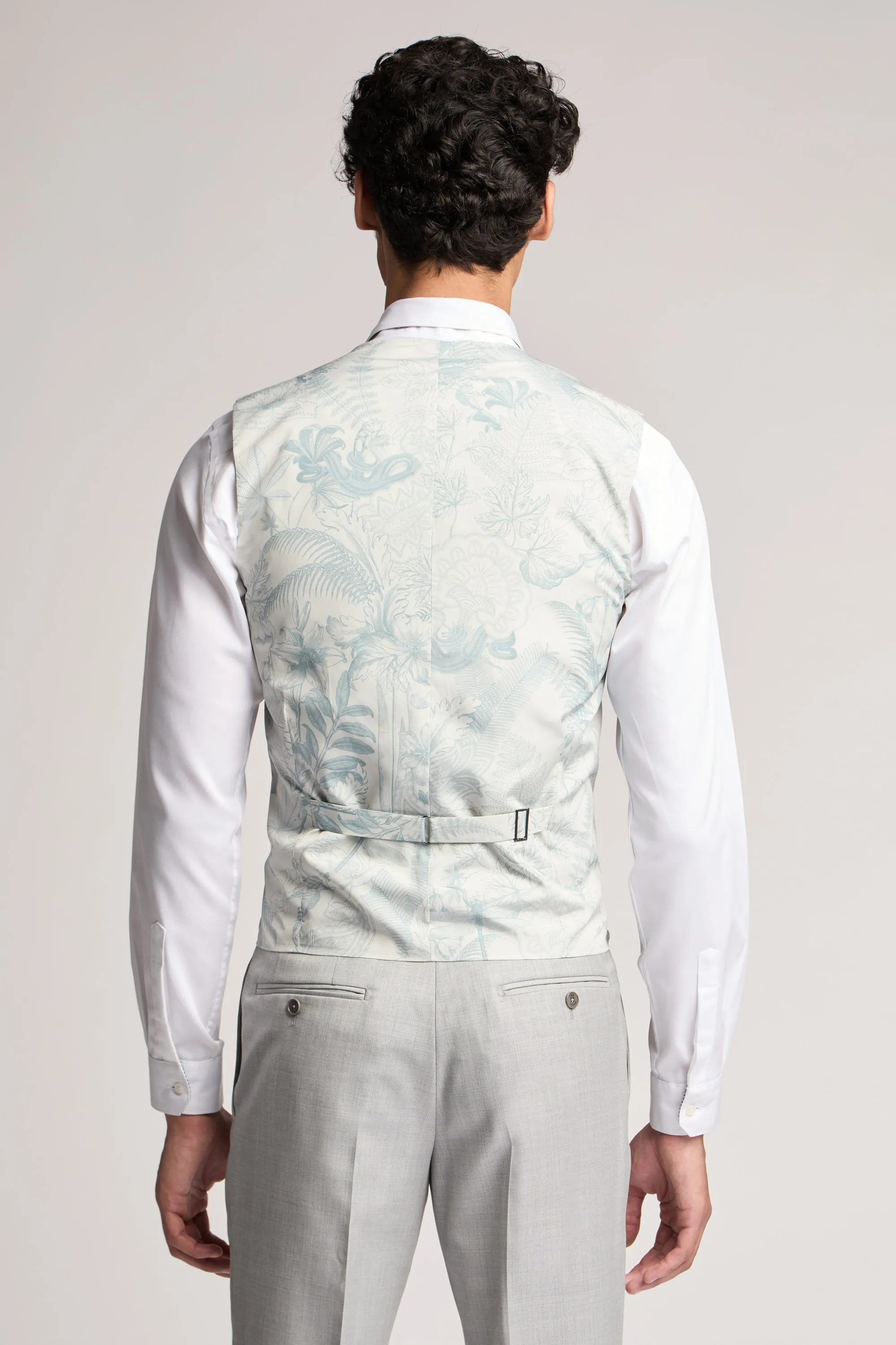 Light Grey Sharkskin Waistcoat Lt-Grey