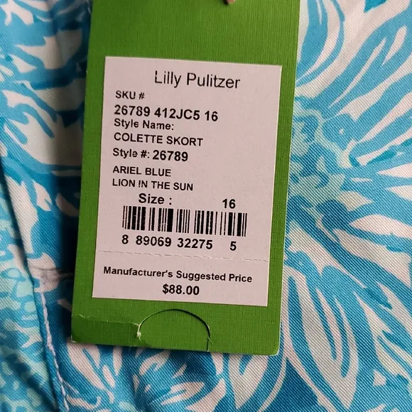 Lilly Pulitzer Colette Scalloped Skort Lion In The Sun NWT