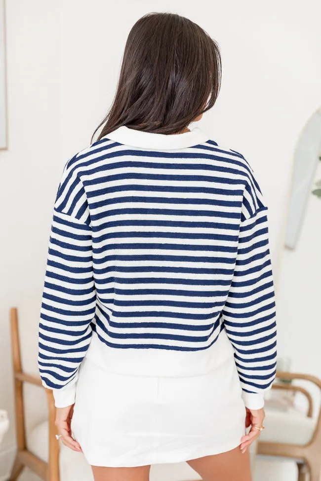 Line Up Navy Striped Collared Sweater FINAL SALE
