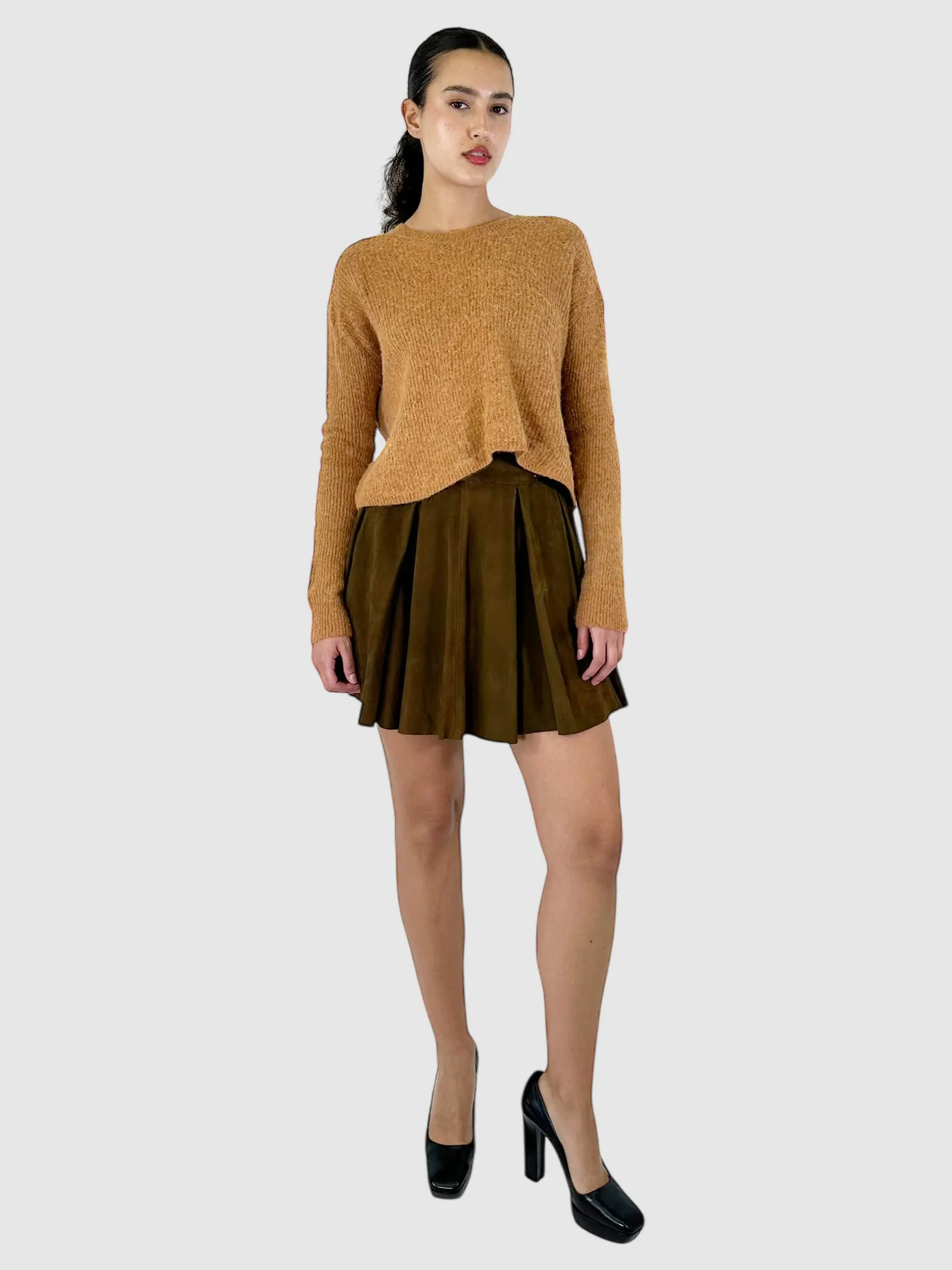 Linen and Wool Knit Cropped Sweater