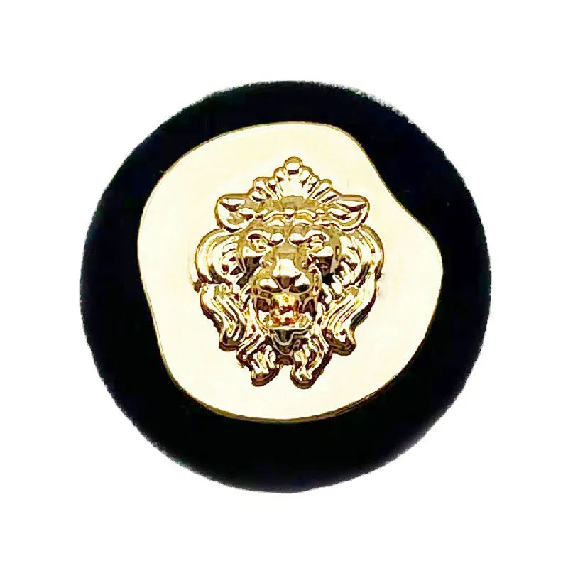 Lion Head Black Flocked Metal Button for Women’s Blazers 20pcs