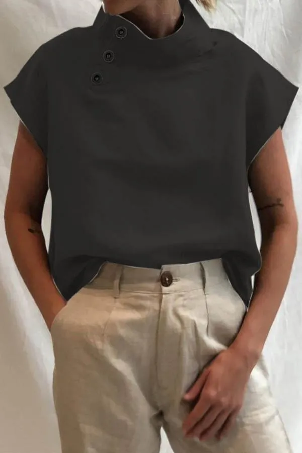 Lowella - Modern Blouse Featuring Stylish Button Accents