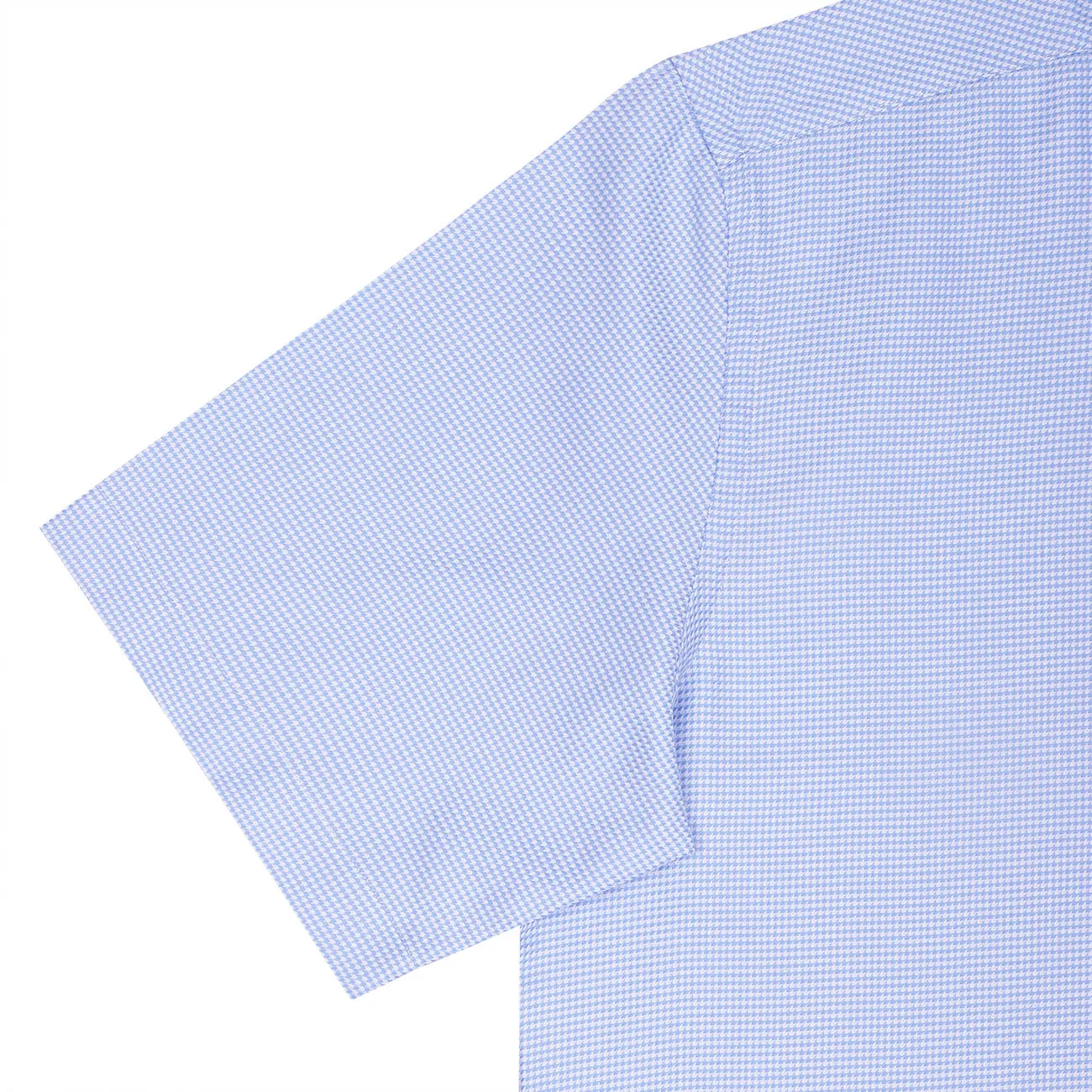 Luthai Luton Blue Houndstooth Half Sleeve 2 Ply Giza Cotton Shirt