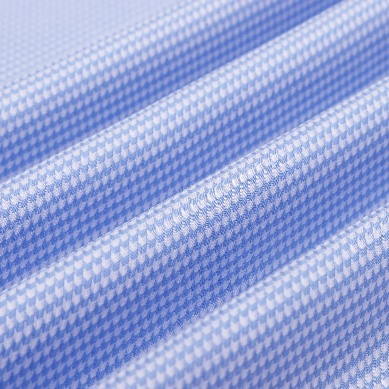 Luthai Luton Blue Houndstooth Half Sleeve 2 Ply Giza Cotton Shirt