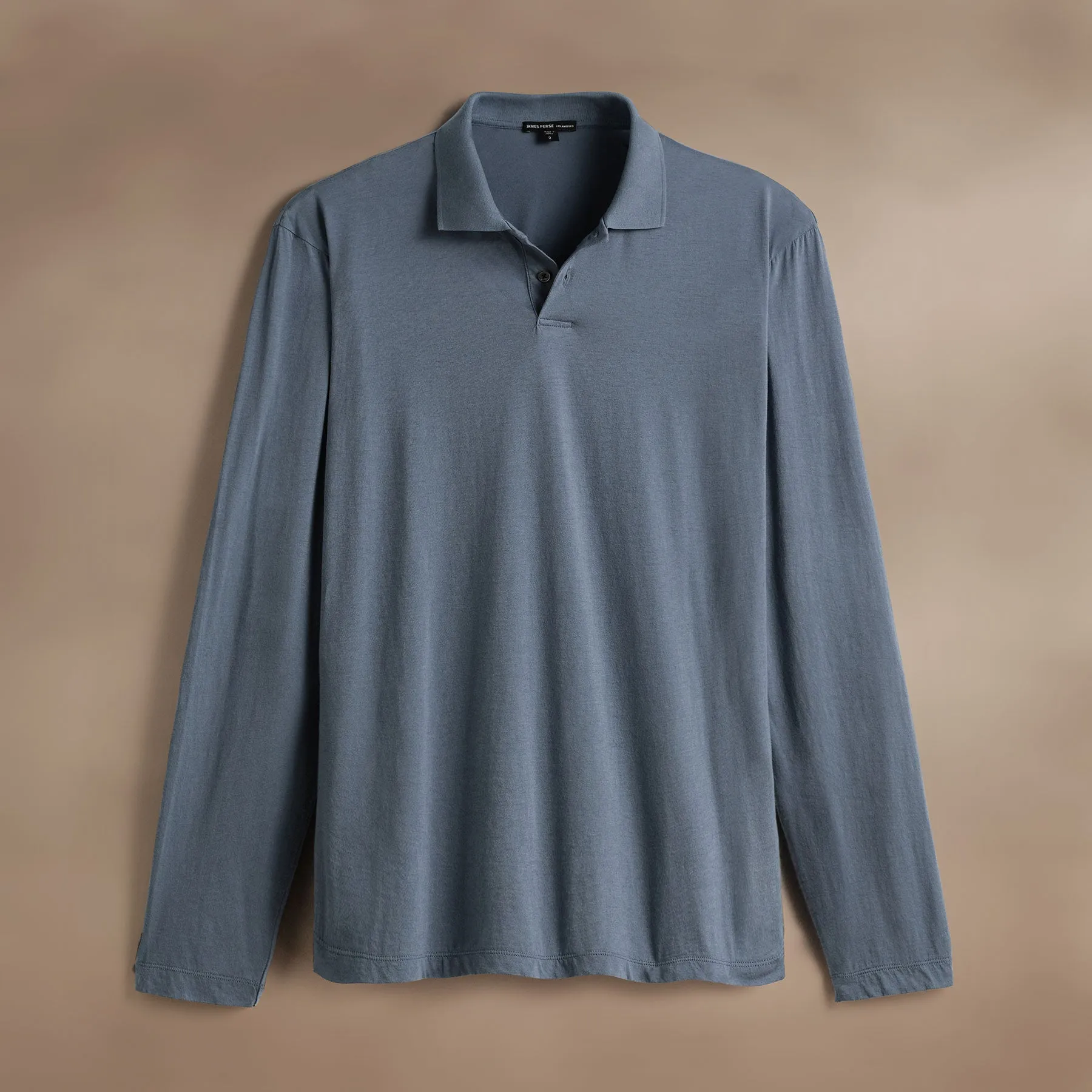 Luxe Lotus Jersey Long Sleeve Polo - Cascade
