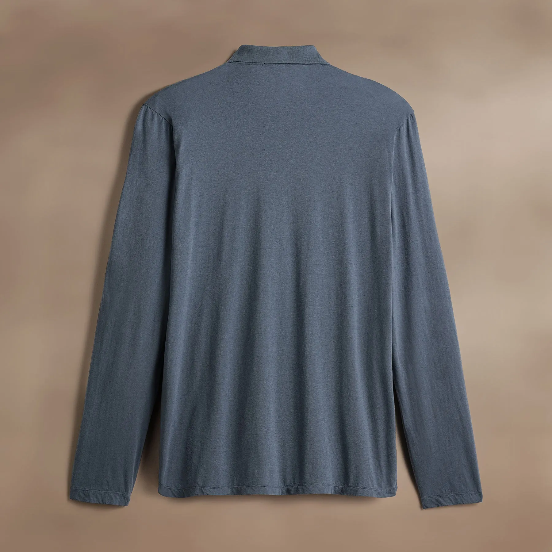 Luxe Lotus Jersey Long Sleeve Polo - Cascade