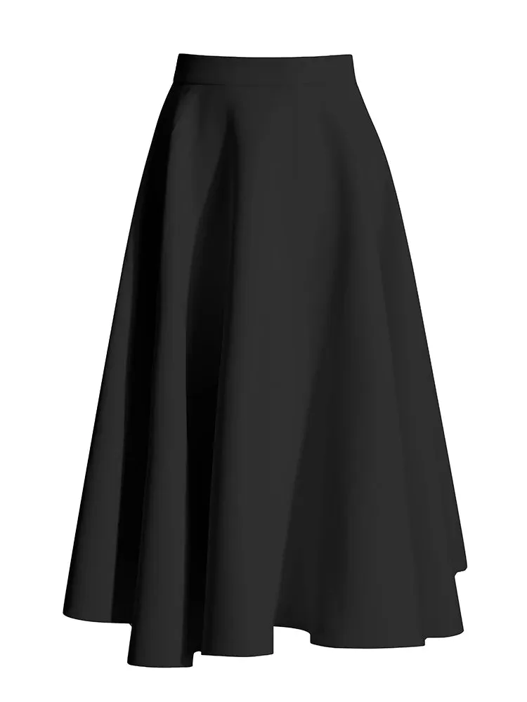 Maggie Lapel Long Sleeve Spliced Appliques Top High Waist A-Line Skirt Chic Set