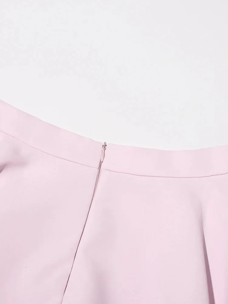 Maggie Lapel Long Sleeve Spliced Appliques Top High Waist A-Line Skirt Chic Set