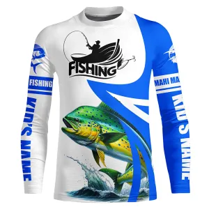 Mahi mahi fishing Custom sun protection Kid long sleeve fishing shirts, Dorado fishing jerseys | Blue NQS5320