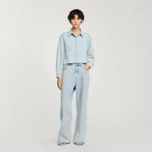 Maia Denim Shirt With Beaded Collar Light Bu Jean