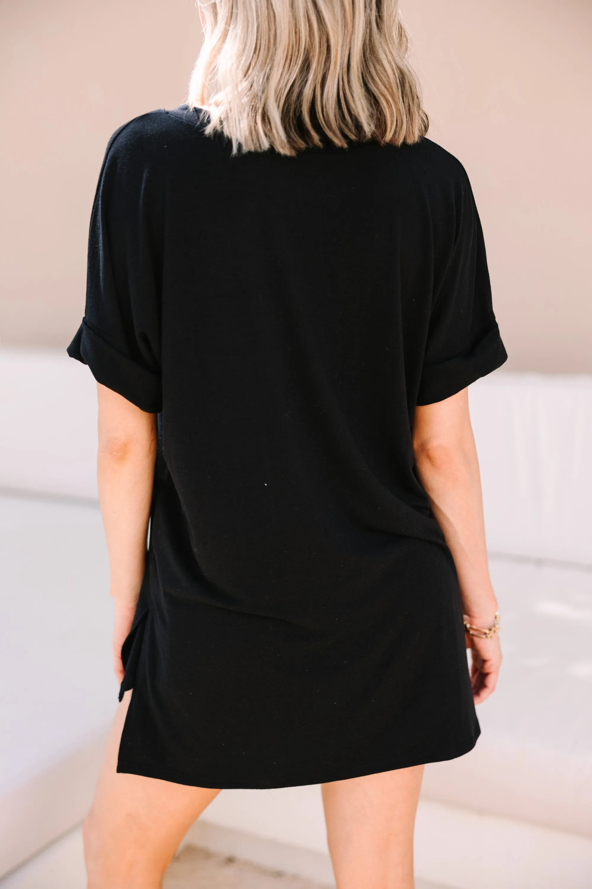 Make Your Life Easy Black V-neck Top