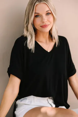 Make Your Life Easy Black V-neck Top