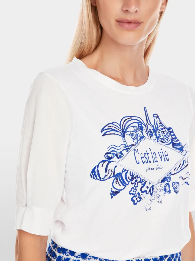 Marc Cain White T Shirt With Placement Print